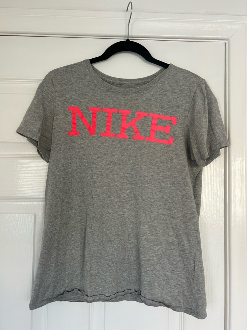 Nike Gray Tee with Bright Pink Logo